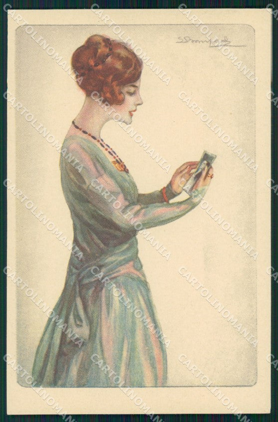 Artist Signed Sergio Bompard Glamour Lady serie 985-4 AK cartolina XP6854 – fronte