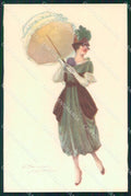 Artist Signed Sergio Bompard Glamour Lady serie 915-4 AK cartolina XP6865 – fronte