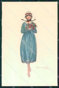 Artist Signed Sergio Bompard Glamour Lady serie 915-5 AK cartolina XP6866 – fronte