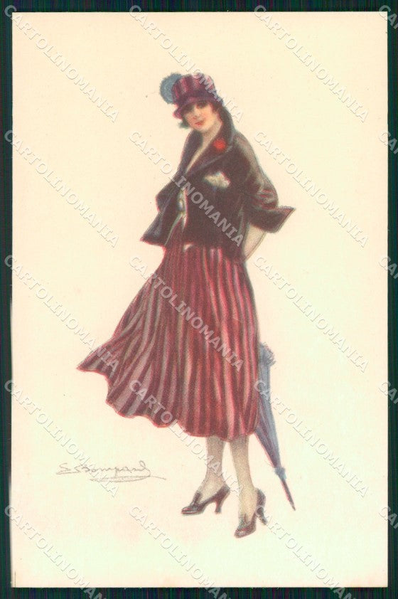 Artist Signed Sergio Bompard Glamour Lady serie 915-2 AK cartolina XP6868 – fronte