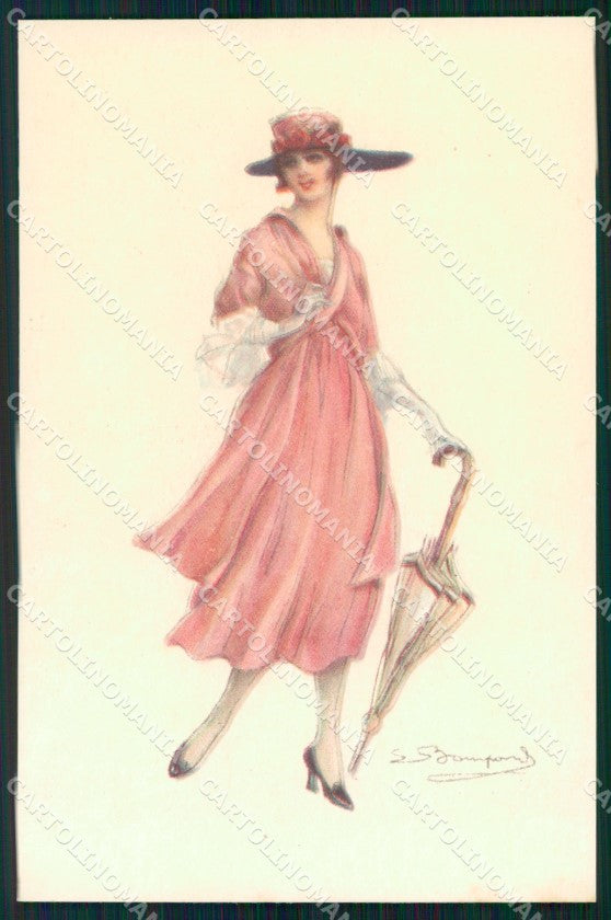 Artist Signed Sergio Bompard Glamour Lady serie 915-3 AK cartolina XP6869 – fronte