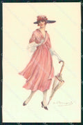 Artist Signed Sergio Bompard Glamour Lady serie 915-3 AK cartolina XP6869 – fronte