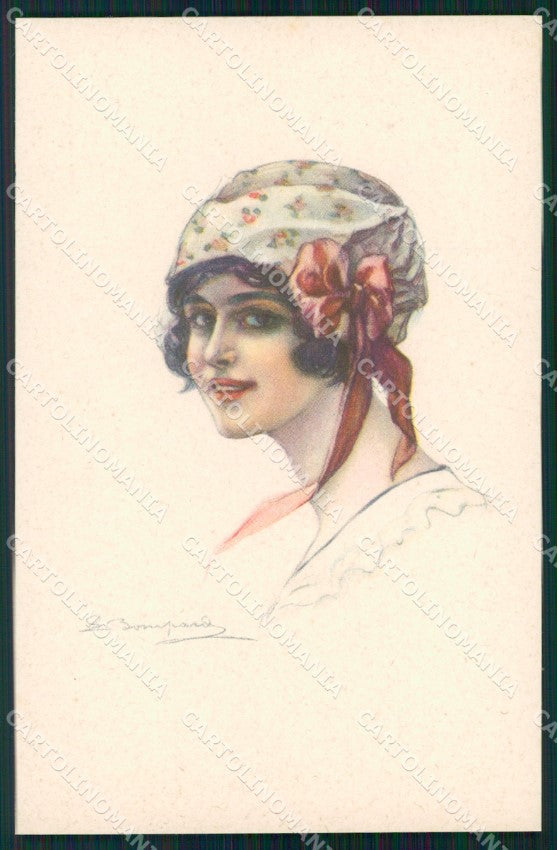 Artist Signed Sergio Bompard Glamour Lady serie 914-3 AK cartolina XP6878 – fronte