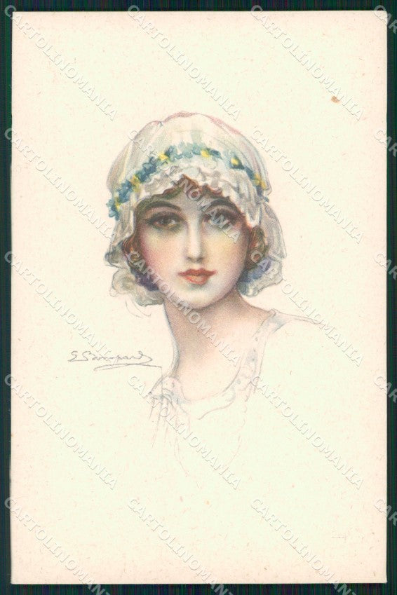 Artist Signed Sergio Bompard Glamour Lady serie 914-4 AK cartolina XP6879 – fronte