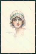 Artist Signed Sergio Bompard Glamour Lady serie 914-4 AK cartolina XP6879 – fronte