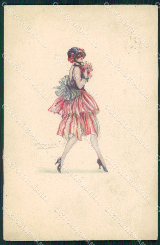 Artist Signed Sergio Bompard Glamour Lady serie 606-3 AK cartolina XP6892 – fronte