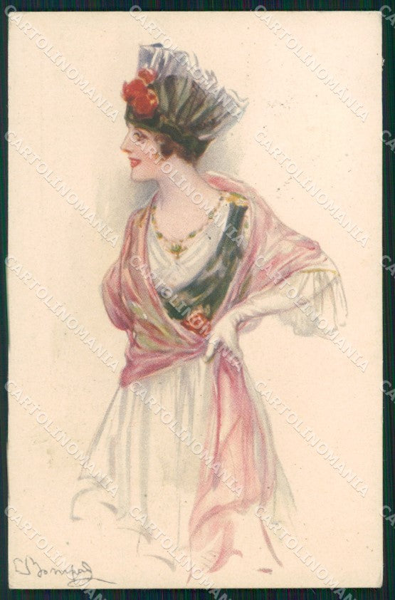 Artist Signed Sergio Bompard Glamour Lady serie 956-4 AK cartolina XP6894 – fronte