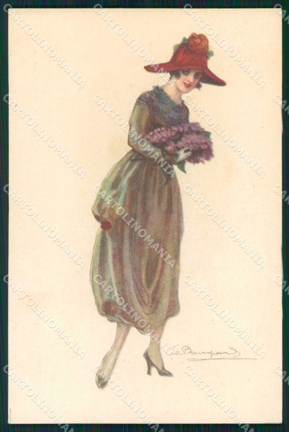 Artist Signed Sergio Bompard Glamour Lady serie 915-1 AK cartolina XP6898 – fronte