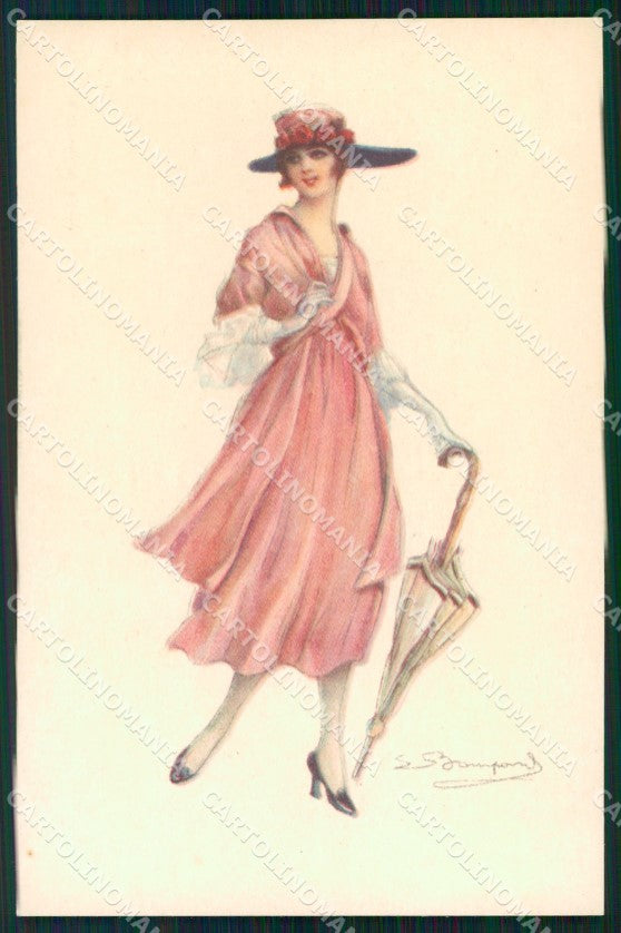 Artist Signed Sergio Bompard Glamour Lady serie 915-3 AK cartolina XP6900 – fronte