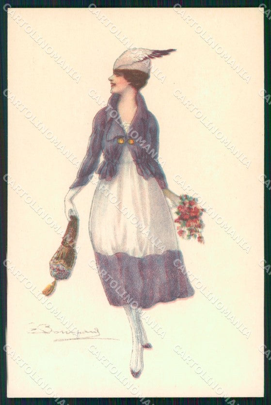 Artist Signed Sergio Bompard Glamour Lady serie 915-6 AK cartolina XP6901 – fronte