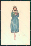 Artist Signed Sergio Bompard Glamour Lady serie 913-6 AK cartolina XP6905 – fronte