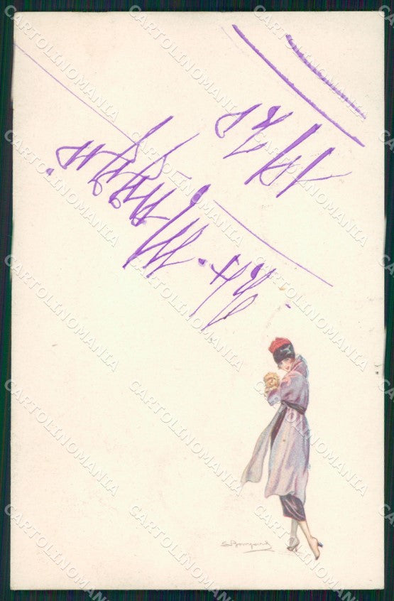 Artist Signed Sergio Bompard Glamour Lady serie 545-3 AK cartolina XP6911 – fronte