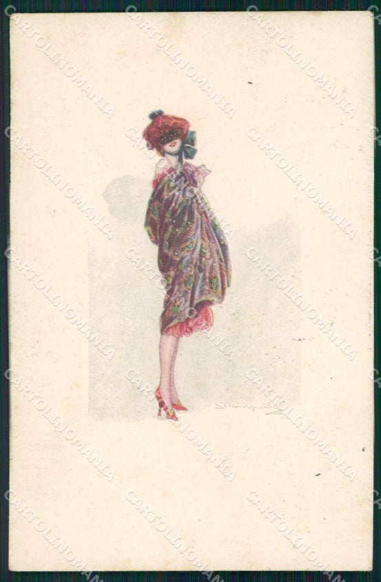 Artist Signed Sergio Bompard Glamour Lady serie 606-2 AK cartolina XP6912 – fronte