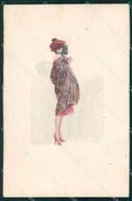 Artist Signed Sergio Bompard Glamour Lady serie 606-2 AK cartolina XP6912 – fronte