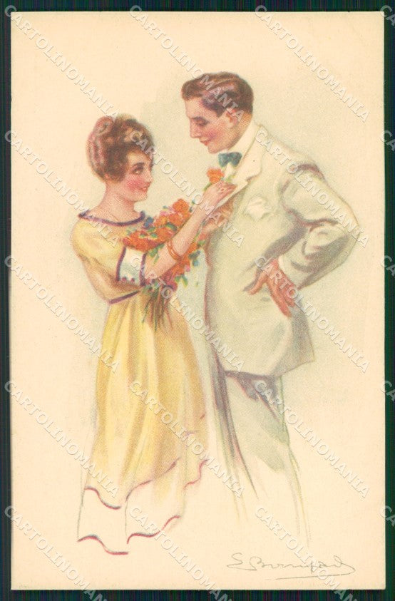 Artist Signed Sergio Bompard Glamour Lady serie 960-3 AK cartolina XP6919 – fronte