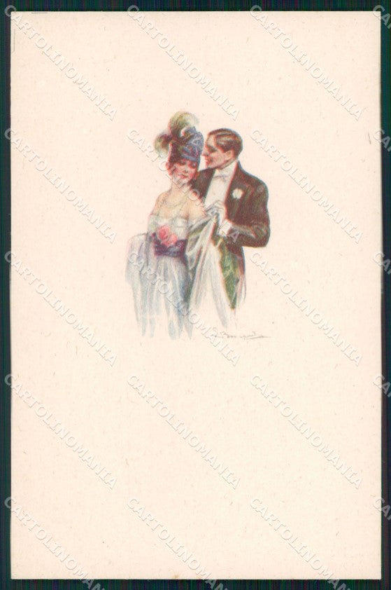 Artist Signed Sergio Bompard Romantic Couple serie 988M-4 AK cartolina XP6937 – fronte