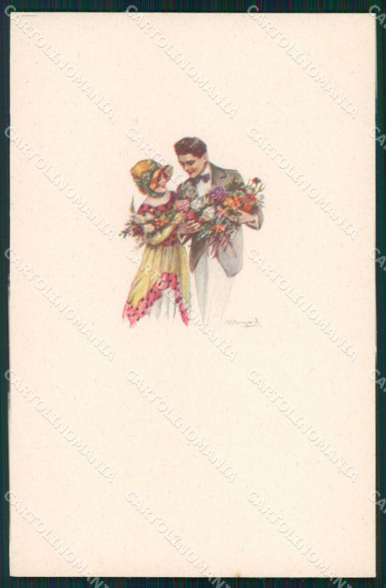 Artist Signed Sergio Bompard Romantic Couple serie 988M-3 AK cartolina XP6938 – fronte