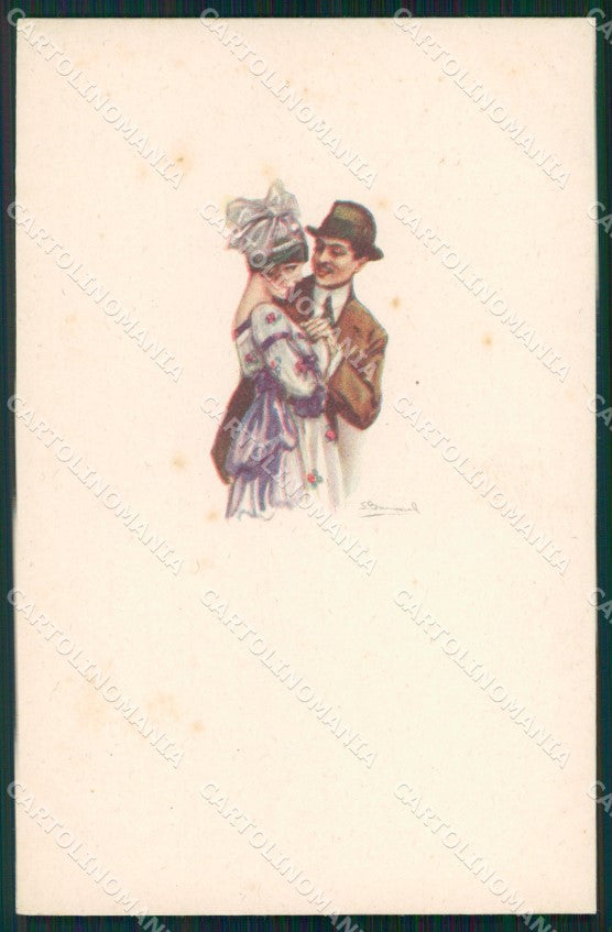 Artist Signed Sergio Bompard Romantic Couple serie 988M-1 AK cartolina XP6939 – fronte