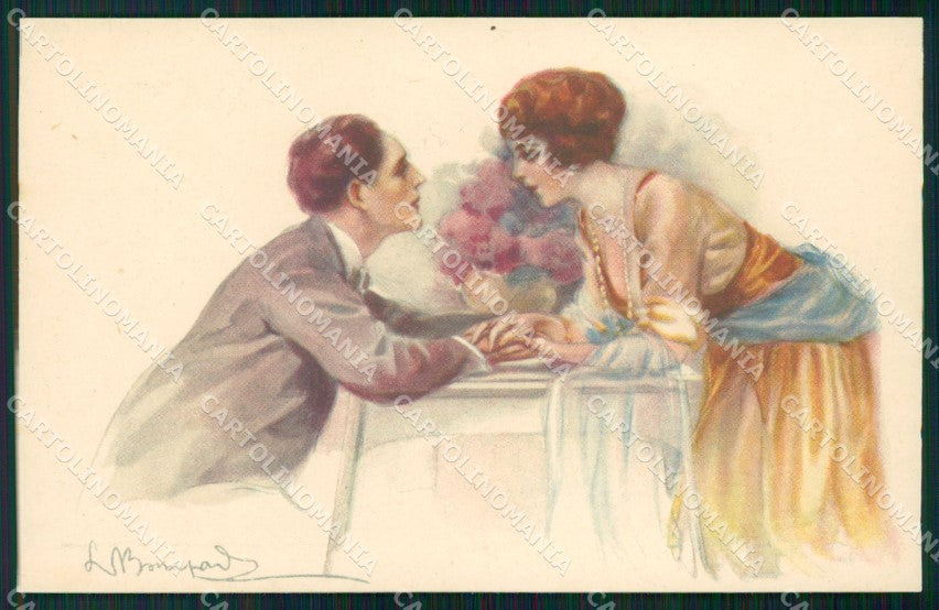 Artist Signed Sergio Bompard Romantic Couple serie 947-1 AK cartolina XP6944 – fronte