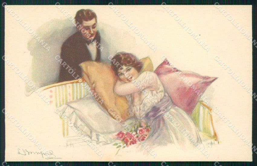 Artist Signed Sergio Bompard Romantic Couple serie 947-5 AK cartolina XP6947 – fronte