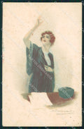 Artist Signed Sergio Bompard Glamour Lady serie 462-5 PIEGHINE cartolina XP6964 – fronte