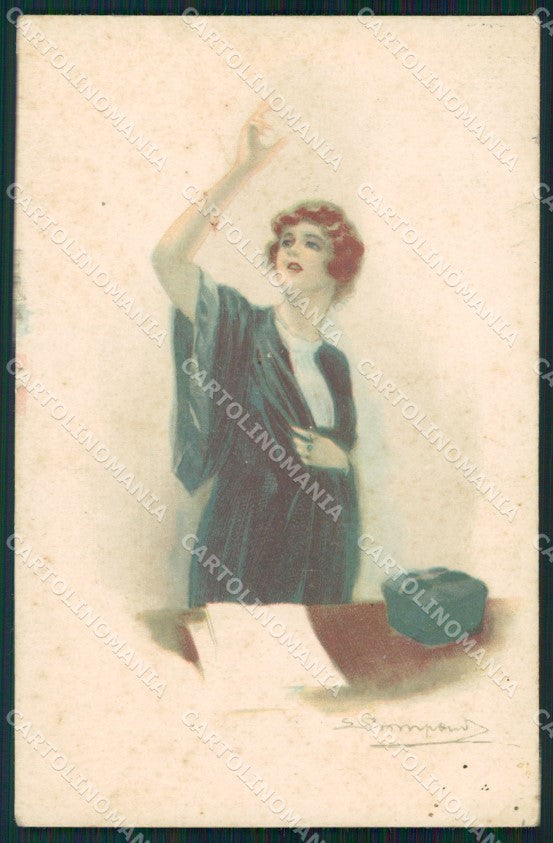 Artist Signed Sergio Bompard Glamour Lady serie 462-5 PIEGHINE cartolina XP6964 – fronte