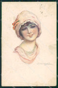 Artist Signed Sergio Bompard Glamour Lady serie 914-2 AK cartolina XP6999 – fronte