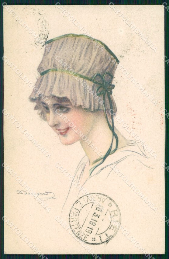 Artist Signed Bompard Glamour Lady serie 914-6 cartolina XP7018 – fronte