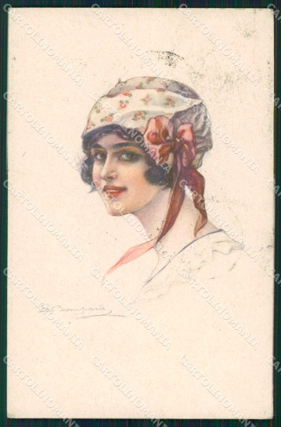 Artist Signed Bompard Glamour Lady serie 914-3 cartolina XP7036 – fronte