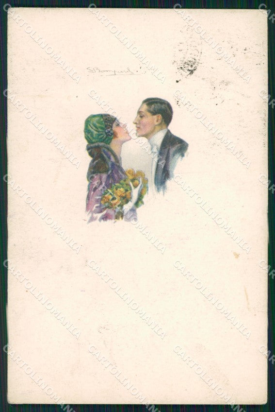 Artist Signed Bompard Glamour Lady serie 509M-1 ABRASA cartolina XP7047 – fronte