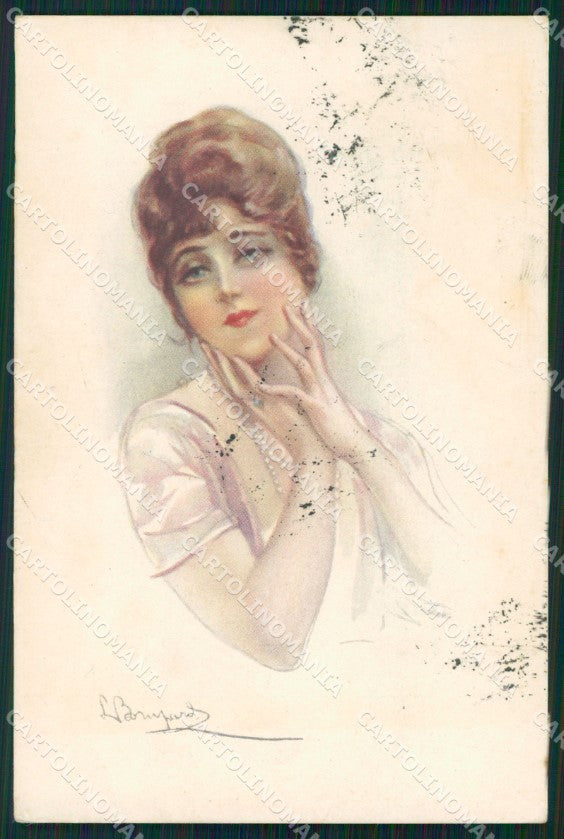 Artist Signed Bompard Glamour Lady serie 955-1 ABRASA cartolina XP7056 – fronte