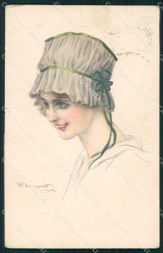 Artist Signed Bompard Glamour Lady serie 914-6 cartolina XP7058 – fronte