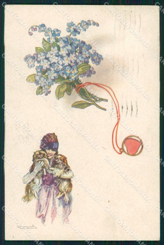 Artist Signed Bompard Glamour Lady serie 667-4 cartolina XP7059 – fronte