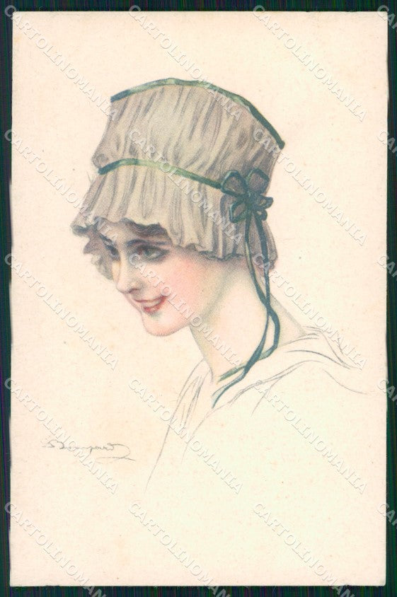 Artist Signed Bompard Glamour Lady serie 914-6 ABRASA cartolina XP7070 – fronte