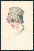 Artist Signed Bompard Glamour Lady serie 914-6 ABRASA cartolina XP7070 – fronte