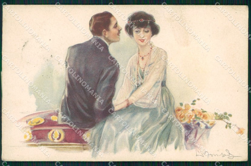 Artist Signed Bompard Romantic Couple serie 947-4 PIEGHINA cartolina XP7091 – fronte