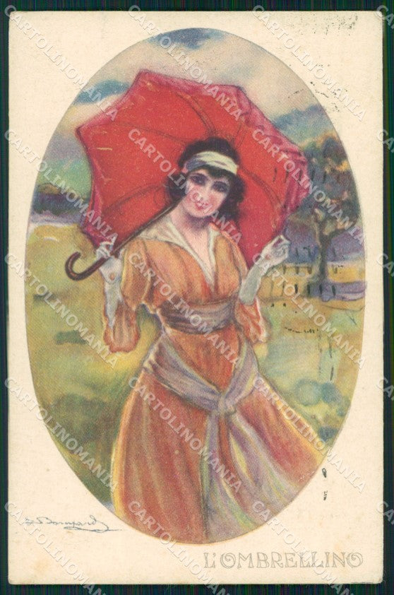Artist Signed Bompard Glamour Lady serie 907-1 ABRASA cartolina XP7098 – fronte