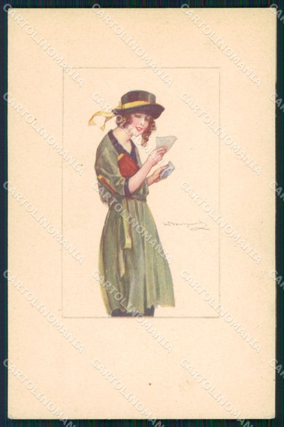 Artist Signed Bompard Glamour Lady serie 553-3 cartolina XP7105 – fronte