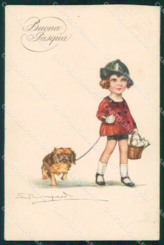 Artist Signed Bompard Child serie 1761-2 PIEGA cartolina XP7130 – fronte