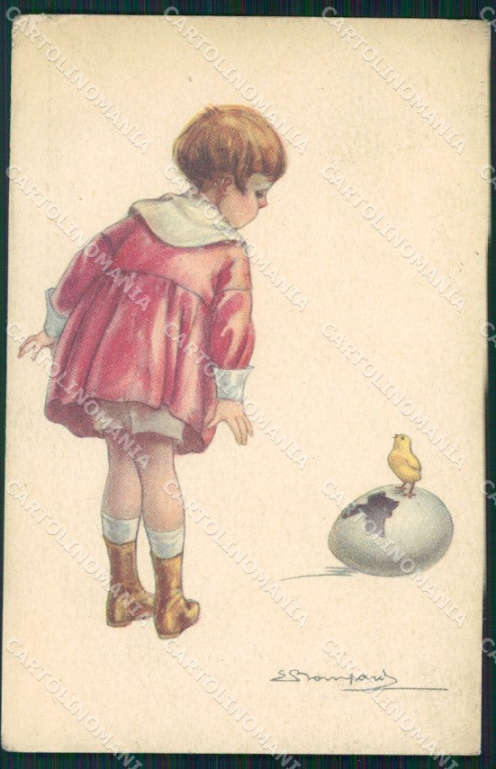 Artist Signed Bompard Child serie 418-5 PIEGHINE cartolina XP7132 – fronte
