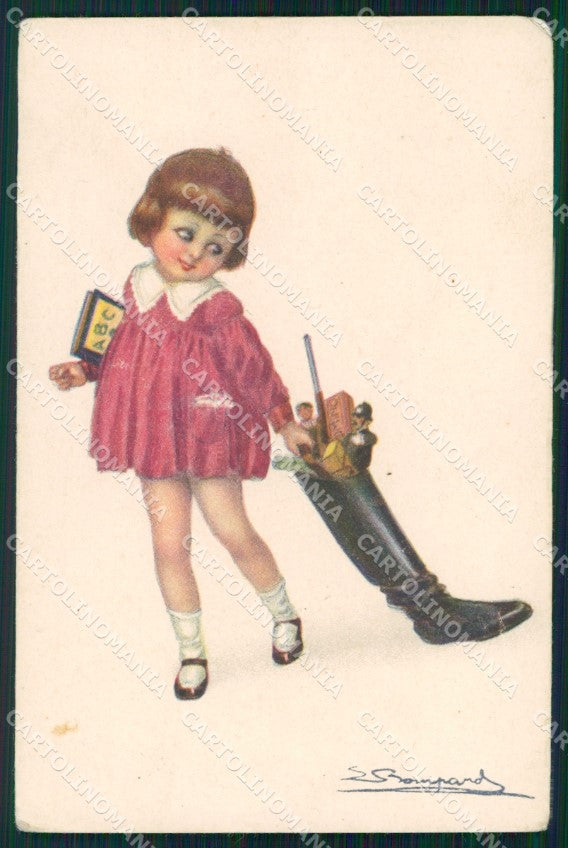 Artist Signed Bompard Child serie 909-5 PIEGHINE cartolina XP7141 – fronte