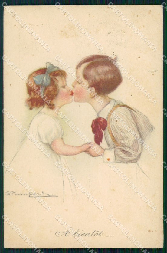 Artist Signed Bompard Children serie 920-1 PIEGHINE cartolina XP7149 – fronte