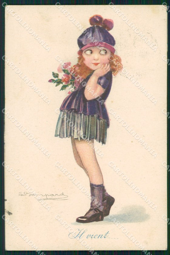 Artist Signed Bompard Child serie 523-4 cartolina XP7155 – fronte