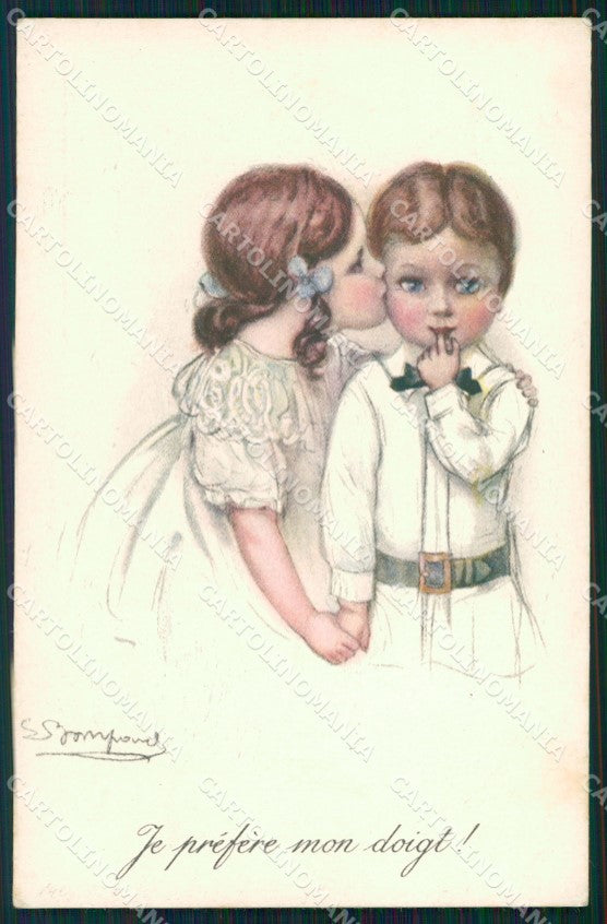 Artist Signed Bompard Children serie 920-4 cartolina XP7157 – fronte