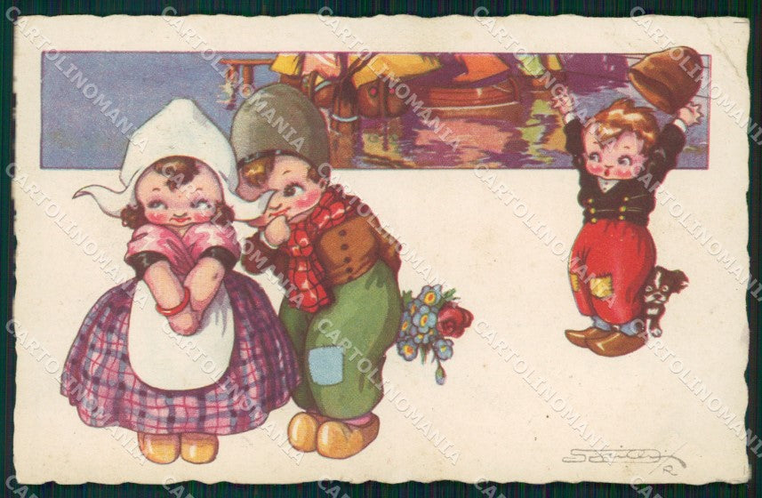 Artist Signed Sgrilli Children serie 1848-4 STRAPPINO PIEGHINE cartolina XP7173 – fronte