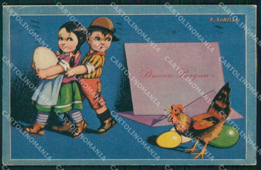 Artist Signed Sgrilli Pasqua Children serie 2385 cartolina XP7181 – fronte