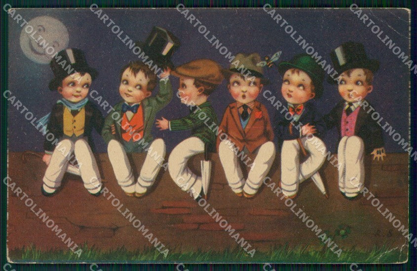 Artist Signed Sgrilli Children serie 2262 PIEGA cartolina XP7184 – fronte