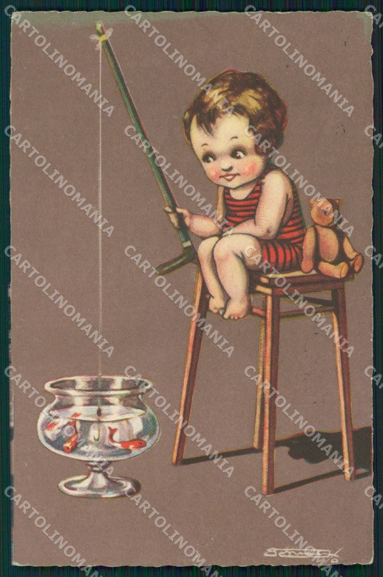 Artist Signed Sgrilli Boy Teddy serie 2042-4 cartolina XP7210 – fronte