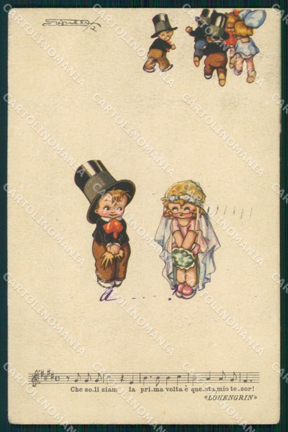 Artist Signed Sgrilli Children serie 1858-4 PIEGHE cartolina XP7211 – fronte