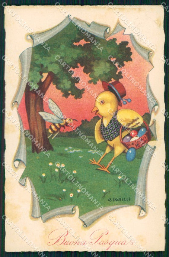 Artist Signed Sgrilli Pasqua Pulcino serie 2388 cartolina XP7217 – fronte